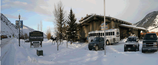 A view from outside the Jackson Hole & Greater Yellowstone Visitor Center